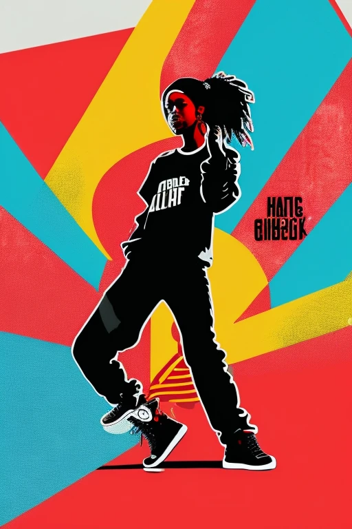 A background filled with scattered musical notes in various sizes and colors、
Creative logo illustration of a silhouette with dreadlocks and red headphones,
Banksy、
A background completely filled with scattered musical notes in various sizes and colors, covering the entire screen.
singer、マイク、
beautiful girl colorful image
Dance hiphop Dance CREW Waacking Dance
Punking
black medium hair black medium hair
Five fingers Baggy clothes Baggy clothes
HIPHOP crew、