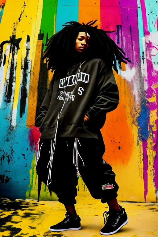 A background filled with scattered musical notes in various sizes and colors、
Creative logo illustration of a silhouette with dreadlocks and red headphones,
Banksy、
A background completely filled with scattered musical notes in various sizes and colors, covering the entire screen.
singer、マイク、
beautiful girl colorful image
Dance hiphop Dance CREW Waacking Dance
Punking
black medium hair black medium hair
Five fingers Baggy clothes Baggy clothes
HIPHOP crew、