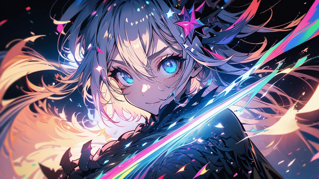 woman magician, fantasy style magic,minimal style,Star Magic Array,2d,fluorescence, final fantasy style, best qualityer, high resolution, 4K
