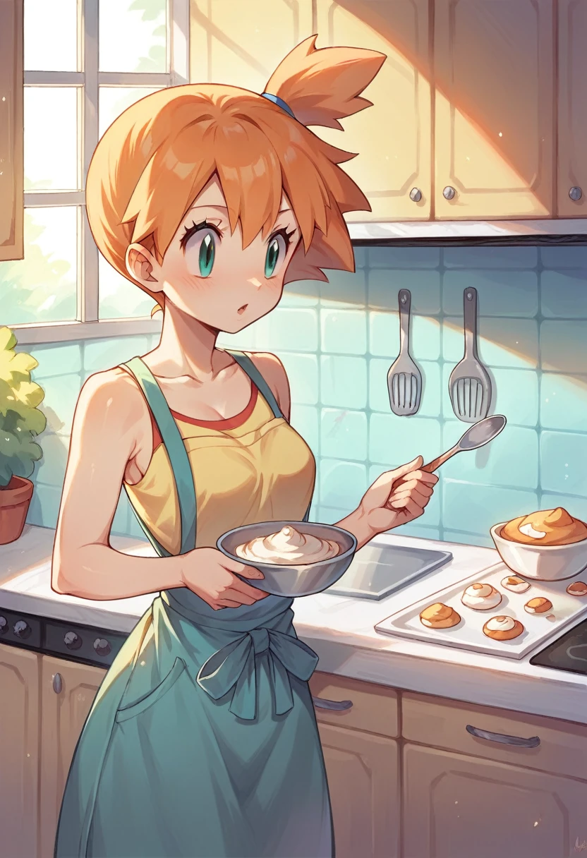 Misty\（pokemon\) orange! Misty cooking desserts, meringue, kitchen, beautiful kitchen, good atmosphere, warm colors, great quality, high definition, place dimension