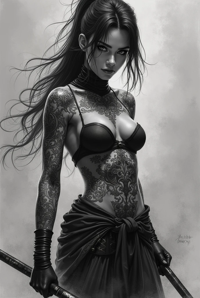 Extremely detail Disney banksy art sticker, fantasy character unclad wearing only a bodysuit made of fishnet, soul, digital illustration, comic book style, steampunk noir, perfect anatomy, centered, approaching perfection, dynamic, highly detailed, watercolor painting, artstation, concept art, soft, sharp focus, illustration, art by Carne Griffiths and Wadim Kashin, by zer0pixels.