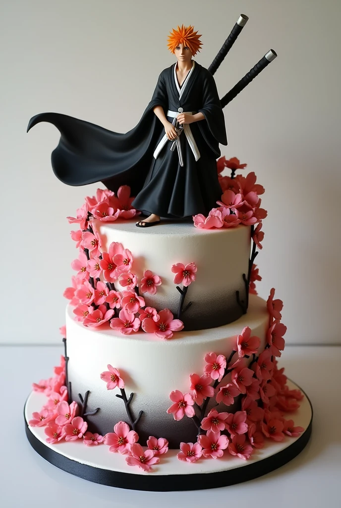 Two-tier cake with a bleach anime theme