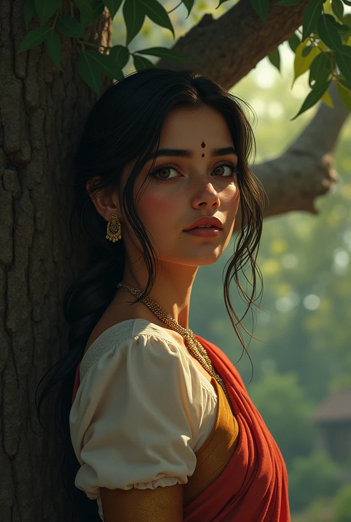 Kajal: A mysterious girl in her early twenties, native to the village of Venkatapuram. Kajal is known for her beauty, grace, and deep knowledge of the village's secret customs and traditions. She is quiet and enigmatic, often seen near the ancient banyan tree in the heart of the village.