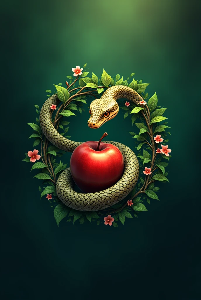 Can you make me a logo that says Eden VR Studios?, that has something to do with the Garden of Eden, and something that relates to videos with a snake biting the apple with the name "Eden VR Studios" head on