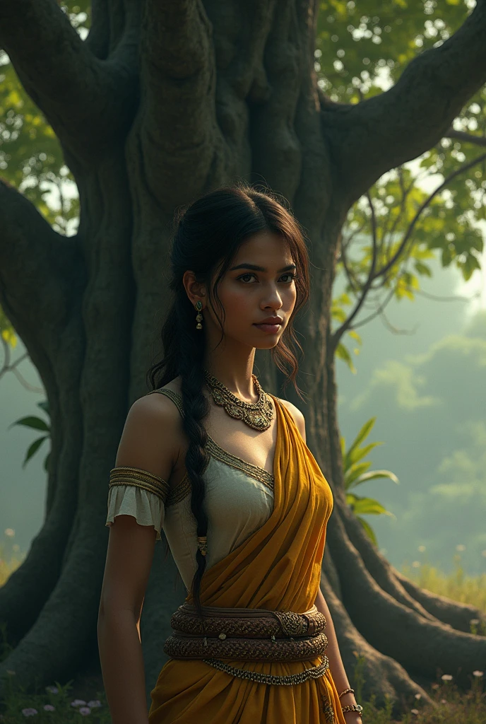 Kajal: A mysterious girl in her early twenties, native to the village of Venkatapuram. Kajal is known for her beauty, grace, and deep knowledge of the village's secret customs and traditions. She is quiet and enigmatic, often seen near the ancient banyan tree in the heart of the village.