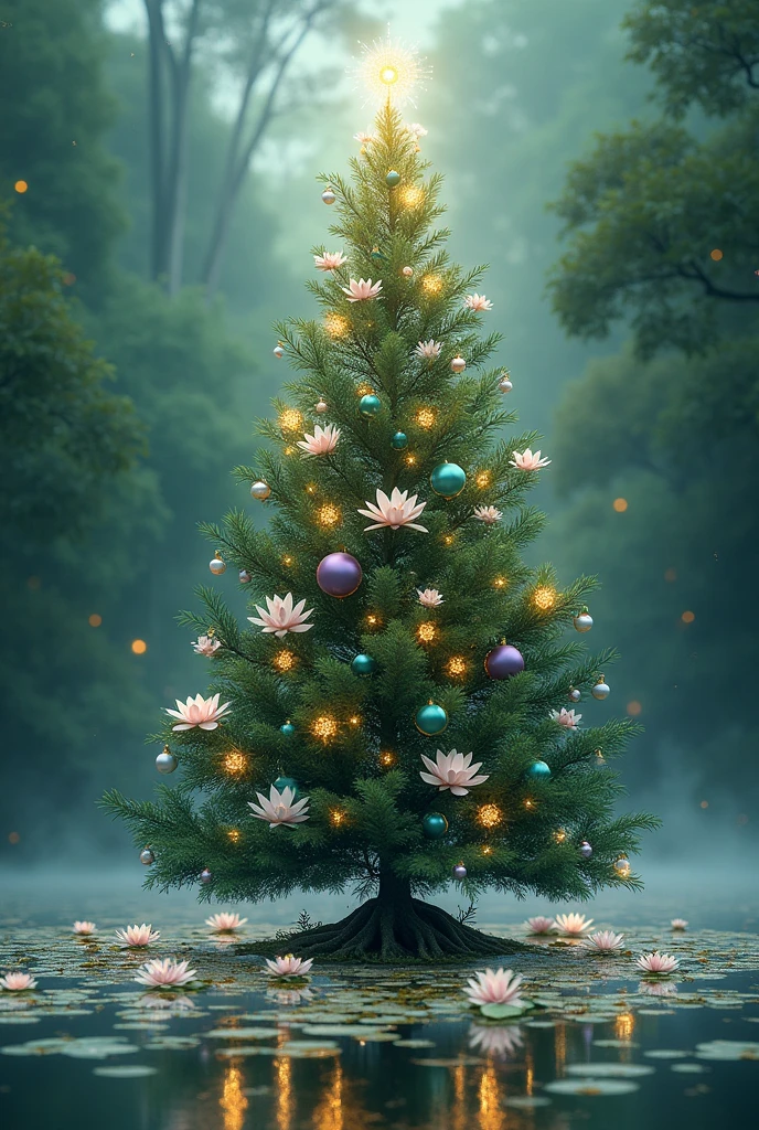 Un sapin de noël inspiration Claufe Monet Les nympheas 
