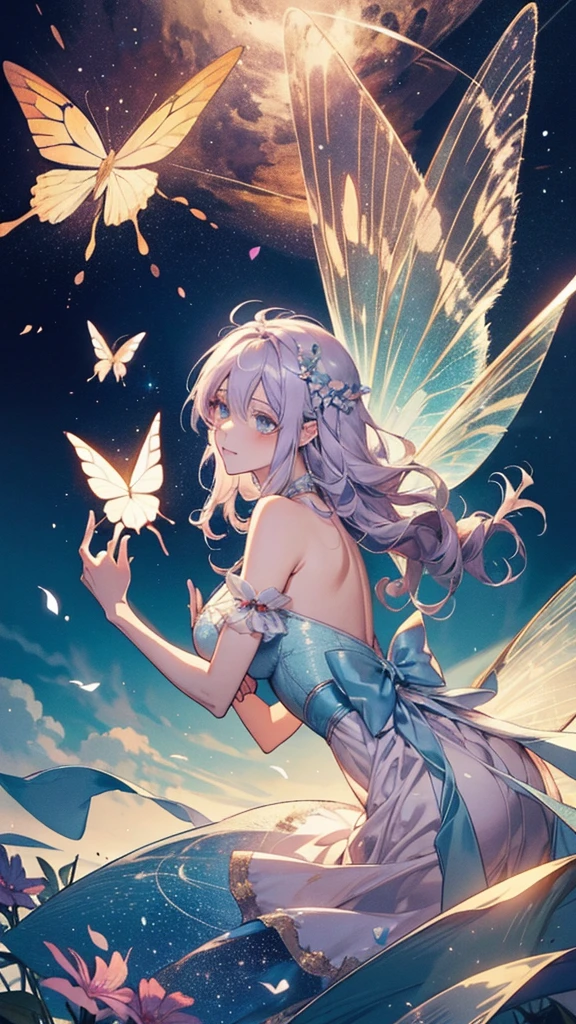 百合の花の上に座っているFairyが、Butterfly on hand々Anime that has, Fairyの女王のように微笑む, Fairyの肖像画, 美しいFairy, Fairyの肖像画, 水Fairy, 美しいFairys, Fairyのような, 宇宙の花のFairy, Fairyの美学, Fairy, 星のFairy, 美しいFairy, Fairyの女王, Anime fantasy illustration, Beautiful fantasy anime, Beautiful anime art