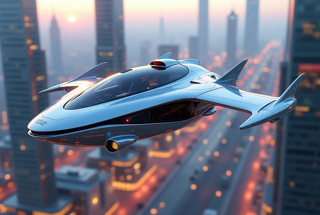 Image of futuristic advanced flying car