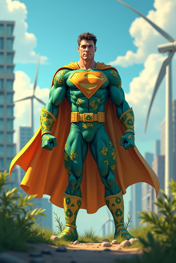 Recycling superhero with cape