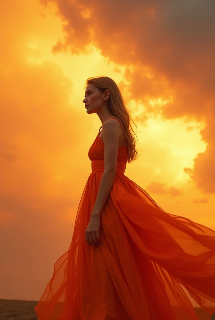 Me looking left side wide angle and orenge drees and sky and the sky is lighting 