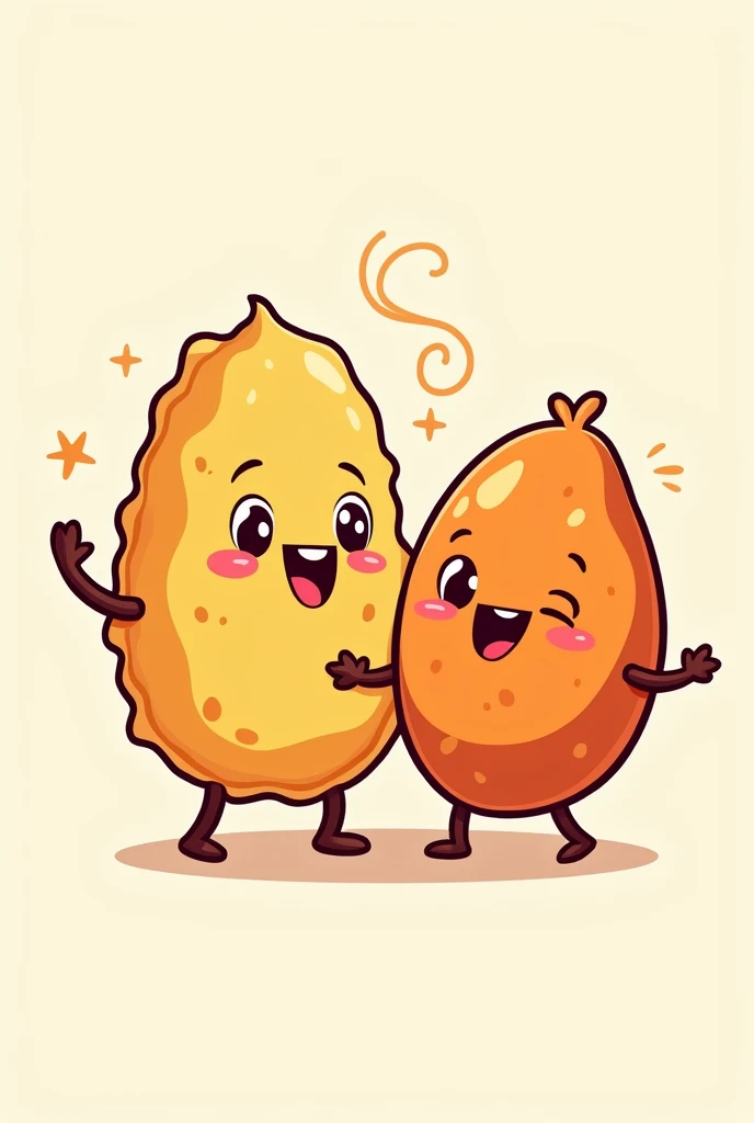 Cartoon logo of fried potatoes and sweet potatoes