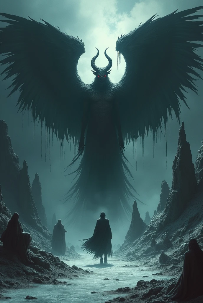 In the last circle, They find Lucifer, who punishes traitors.