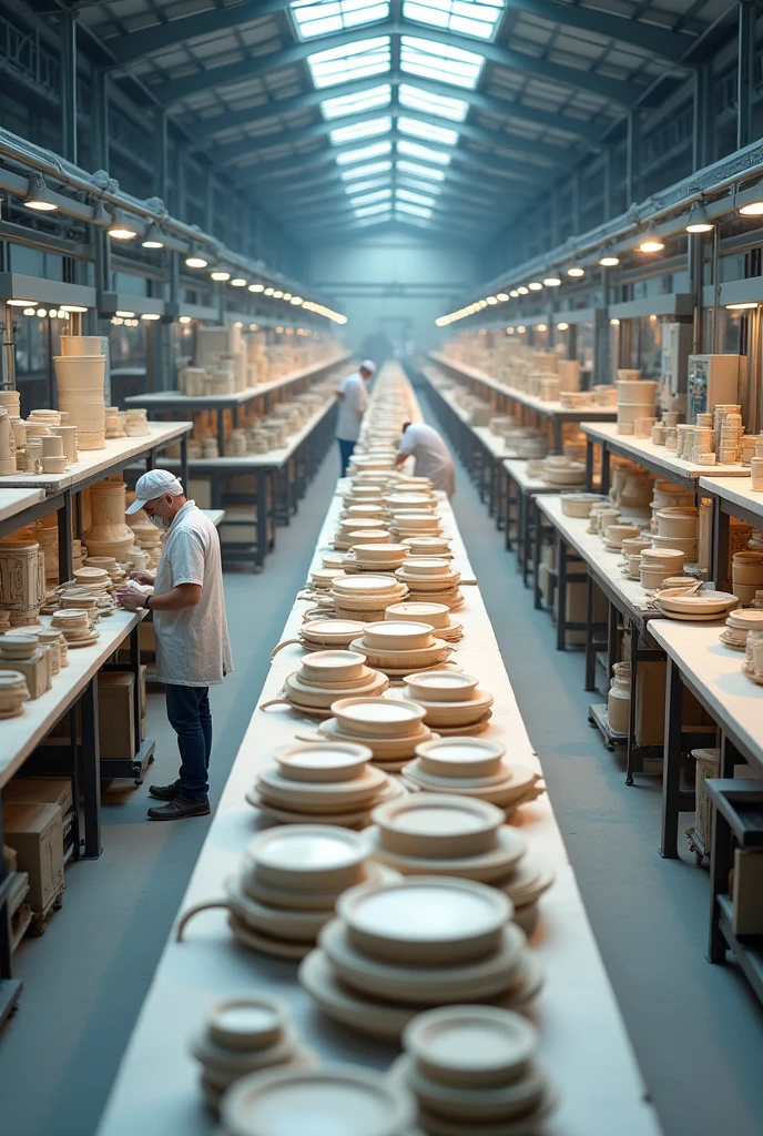 make a step by step of the production of ceramics in an industrial way