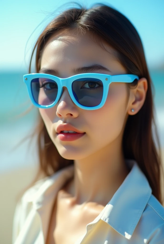 Girl　sunglasses　light blue