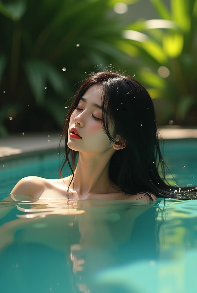 Beautiful girl in swimming pool