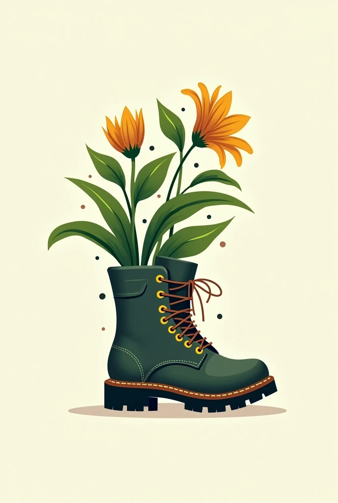 Create a logo for a brand called Nicadabra footwear using an oil plant inside an industrial boot