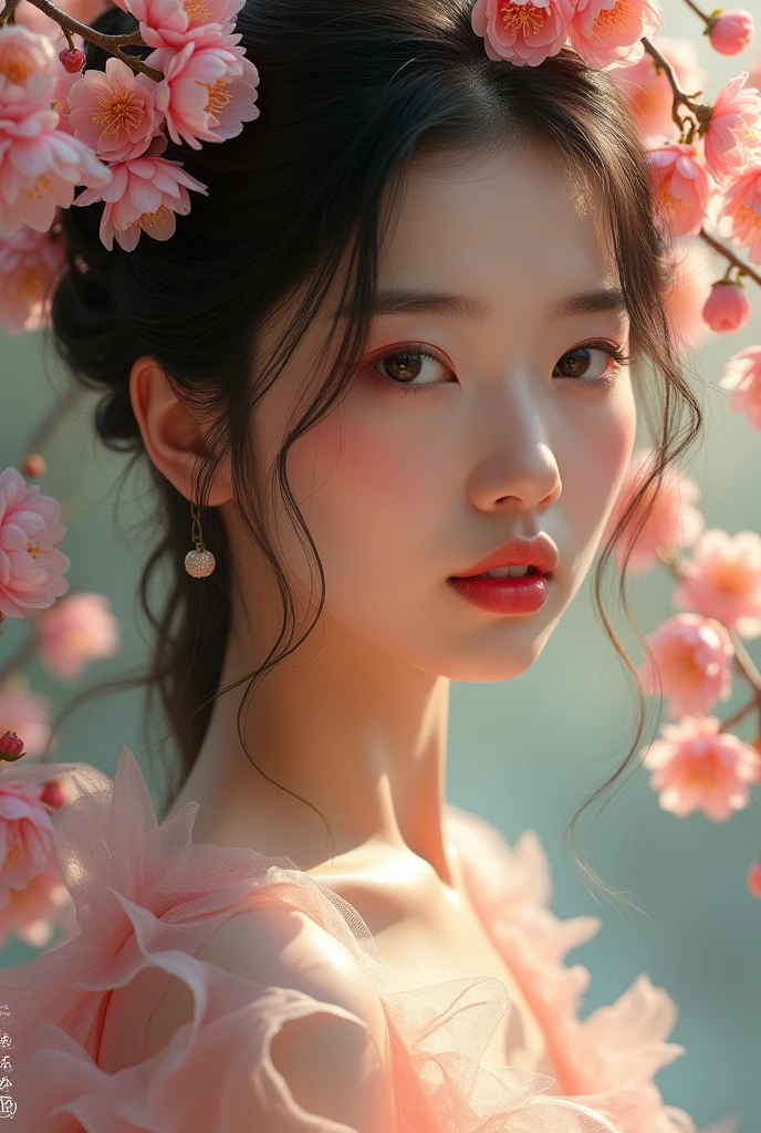 hot chinese girl with peach blossom