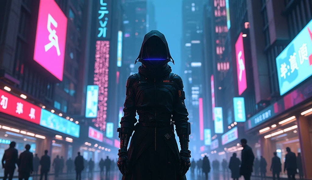 Cyberpunk inspired, dark neon,anime