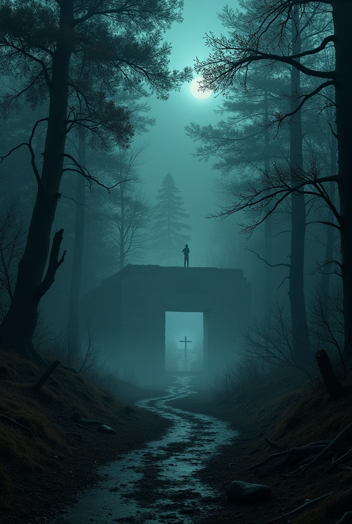 deserted nation night time forest all around