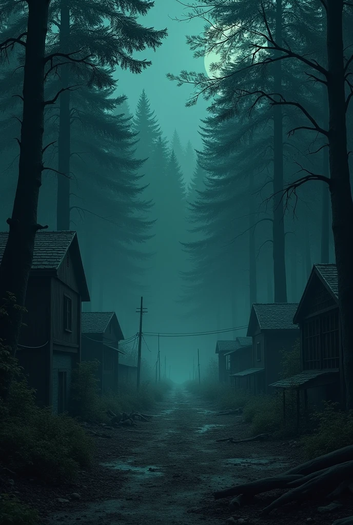 deserted nation night time forest all around