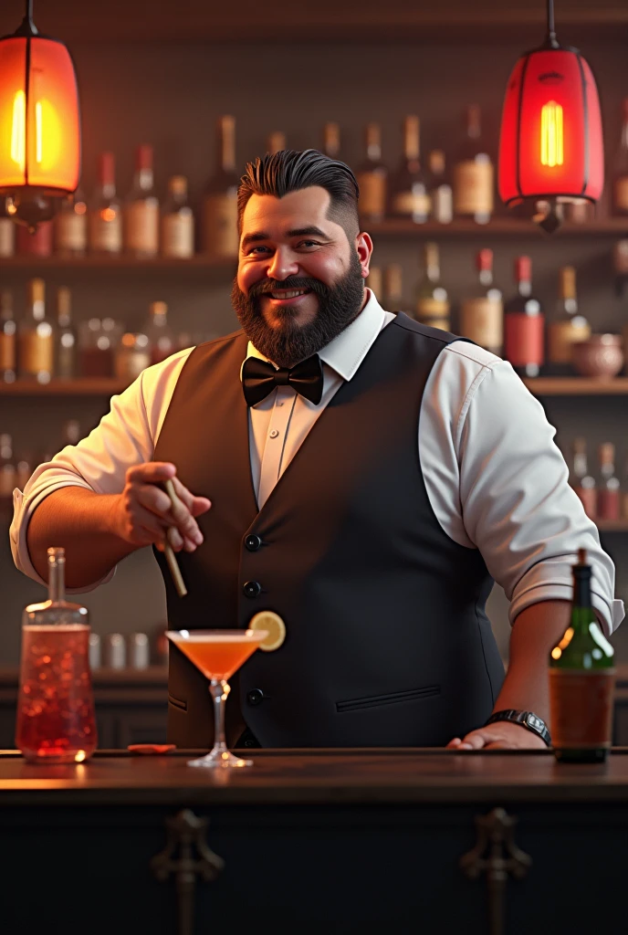 A handsome big, chubby man who temp everybody with his high carisma, bartender