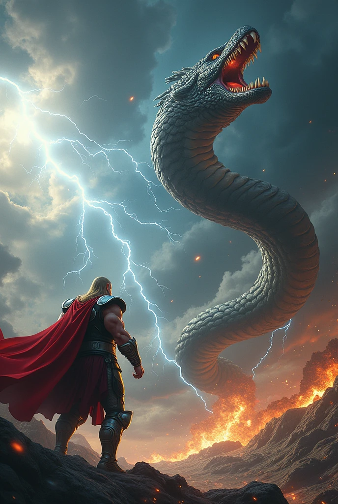 Thor vs world serpent war scene 
