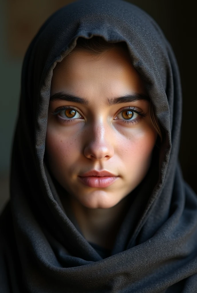 (photorealism:1.2), portrait of an afgahn woman wearing hijab, looking at camera, frontal view, UHD, 4K, very high detail, hyperrealistic