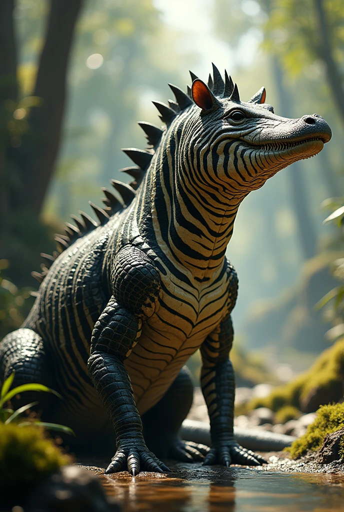 Zebra and crocodile fusion animal 

