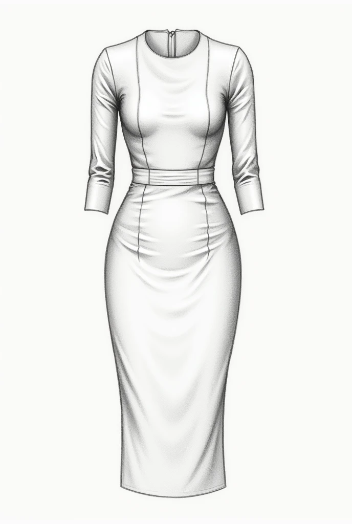 Dress with sleeves new pencil drawing