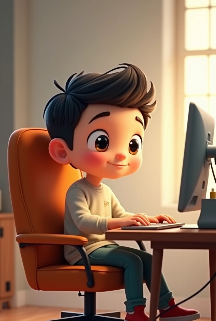 Computer Operater A Cute Boy sitting in chair