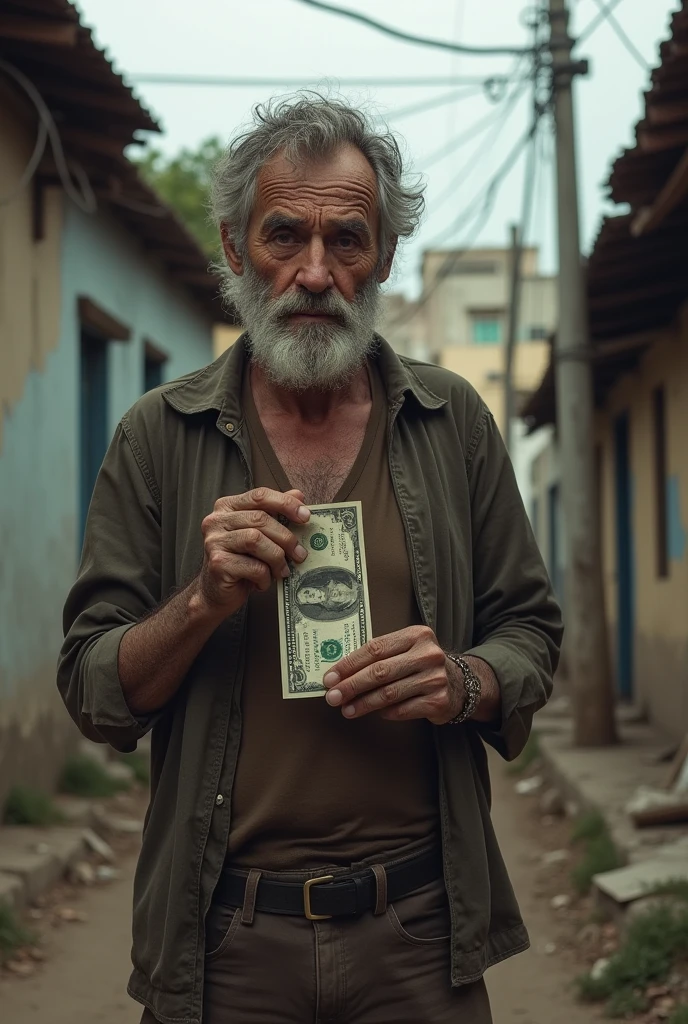 Generates the image of a poor Argentine with a value of 1 dollar