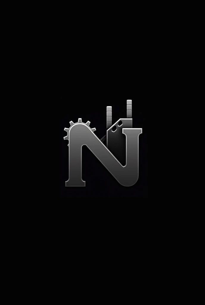 Make a logo using a gear and a factory and a big N , exactly the same as that but using only black