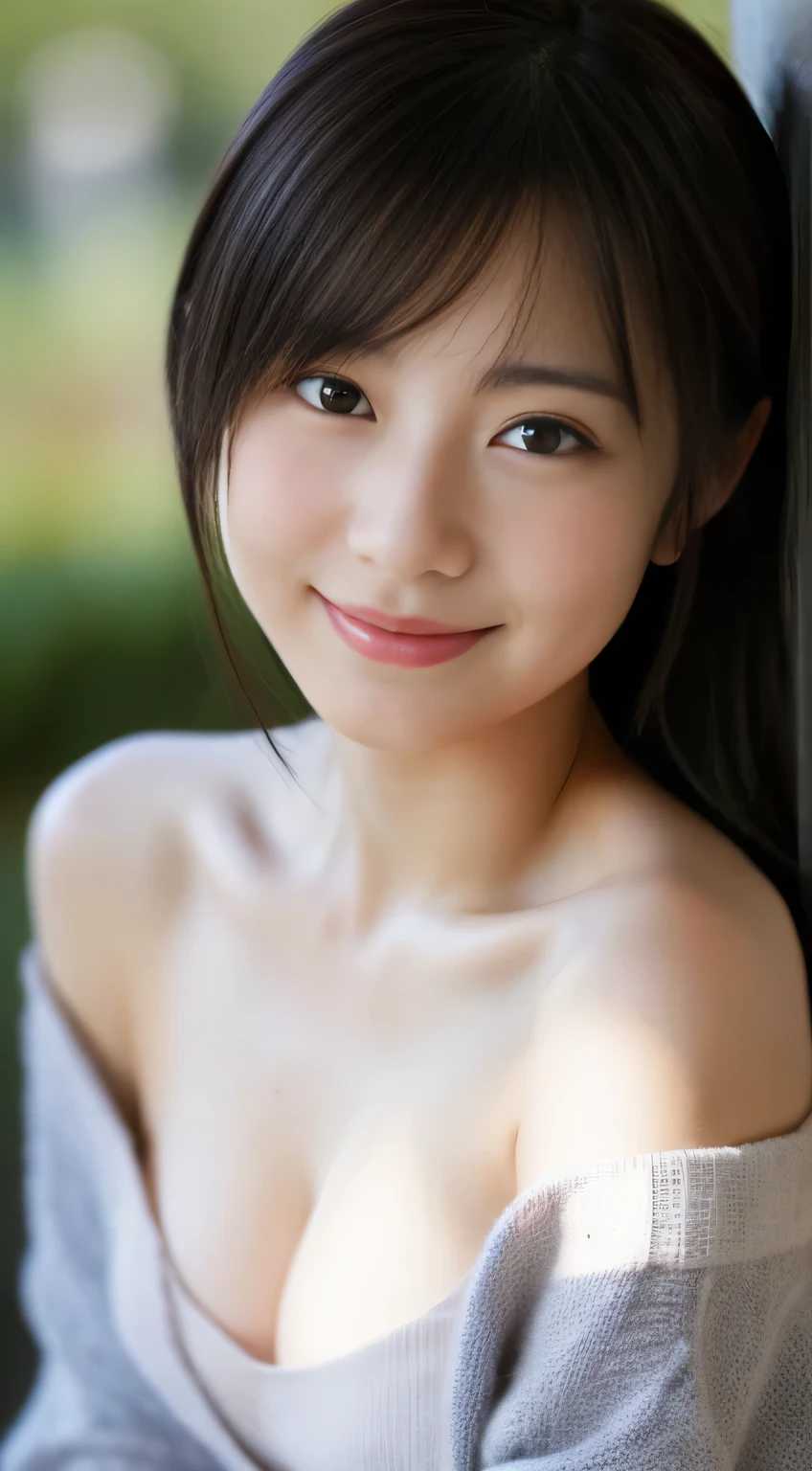 masterpiece,best quality,(Japanese girl),((Beautiful girl)),cleavage,(off shoulder:1.2),(perfect body beauty:1.2),(shy smile),From slightly above