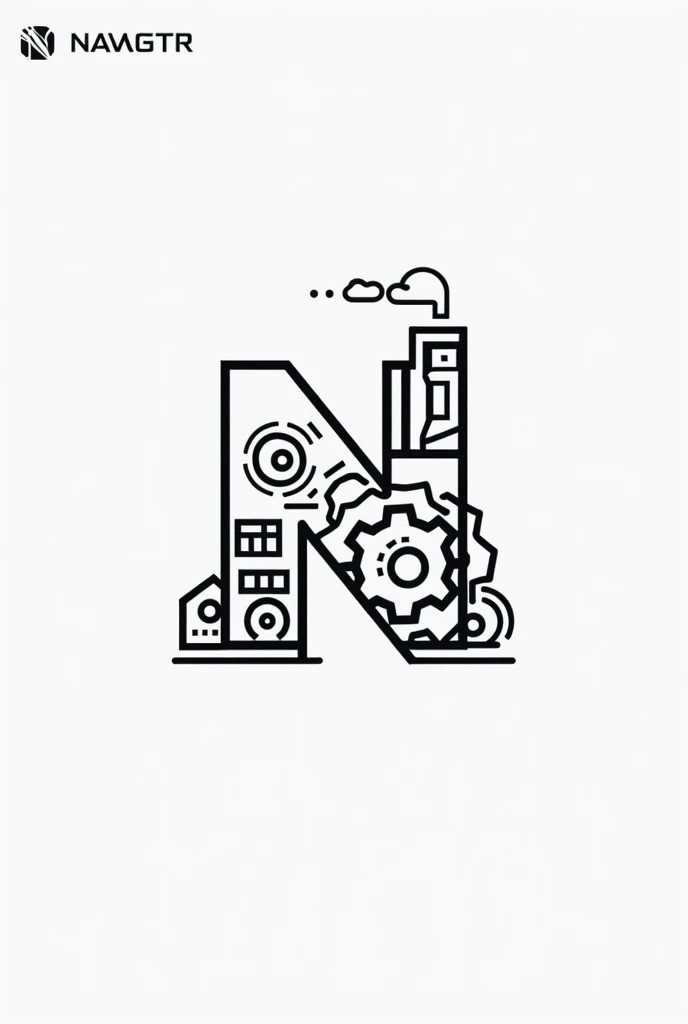 Make a logo using a gear and a factory and a big N , that they are just black lines without colors