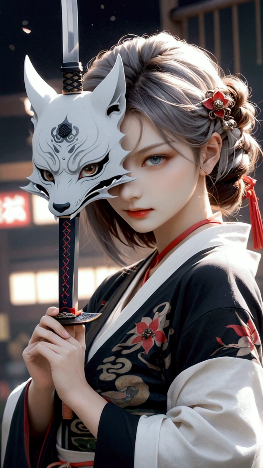 (Japanese sword &reference;Muramasa 2&reference;.2)Two beautiful women、Japanese swordを持った女性、Shinobi Costume、Warrior、Clear Eyes、{Arm tattoo、Warrior、Realistic battle scenes、敵Warriorの返りBlood、Blood、High resolution、Highest quality、Very detailed、8k、background、