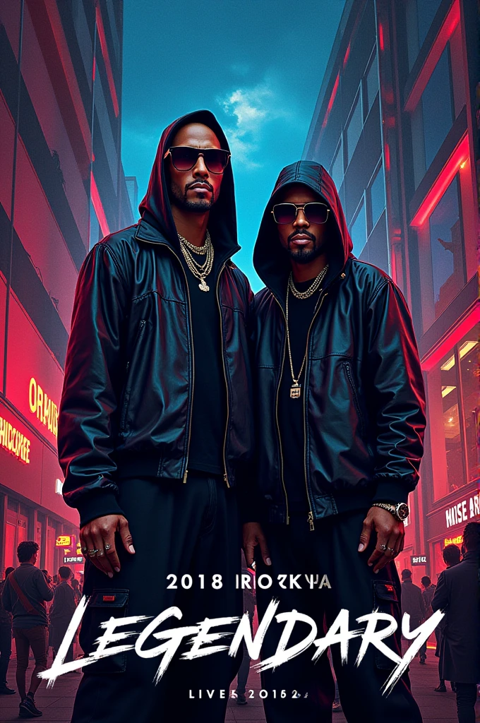 DJ DON DIABLO AND A$AP ROCKY ON A CYBERPUNK MOVIE POSTER CALLED "LEGENDARY"