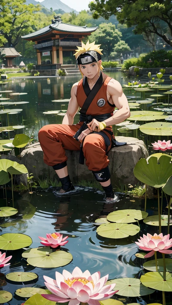 Naruto、Immortal style、Giant toad、A lotus pond