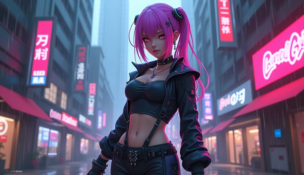 there is a woman with pink hair and a skull make up, anime skull portrait woman, portrait of jinx from arcane, 3d render character art 8k, hyper-realistic cyberpunk style, badass anime 8 k, deviantart artstation cgscosiety, ross tran 8 k, female cyberpunk anime girl, cyberpunk style , hyper realistic, cyberpunk anime girl