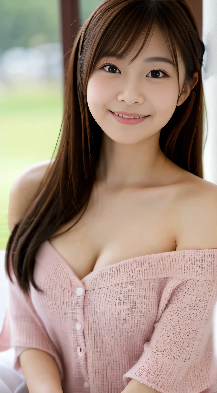 masterpiece,best quality,(Japanese girl),((Beautiful girl)),cleavage,(off shoulder:1.2),(perfect body beauty:1.2),(shy smile),From slightly above