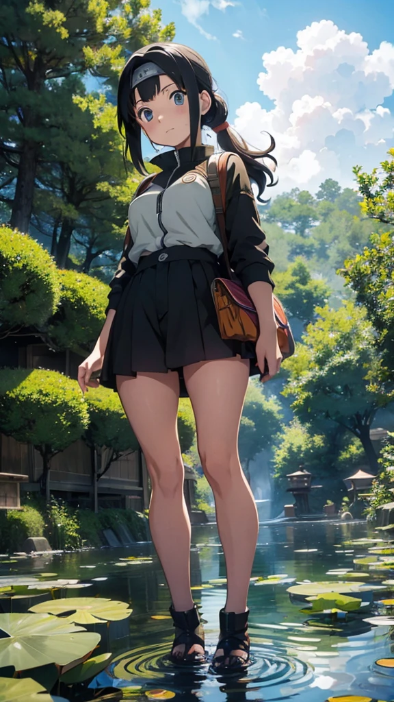 Naruto、Ghibli style、Giant toad、A lotus pond