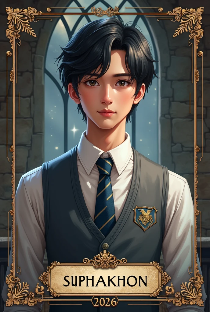 Create a male student card from the Magic School, named Suphakhon Hadwimon, male.
