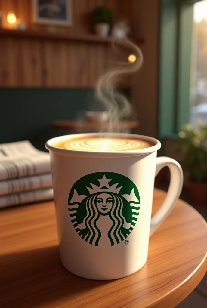Starbucks coffee with attractive background and show coffee with logo