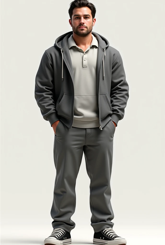 I want an avatar of myself, I am a guy with a slightly large build because I go to the gym, I have a marked jaw, My eyes are brown and I have a piercing in my right eyebrow and I have my hair parted in the middle. (from book) a little long but not that much, I want to have a gray uniform pants, Converse brand tennis shoes and a polo shirt with a grey sweatshirt