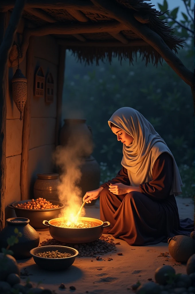One night, in the month of Ramadan, it was 3-4 am, Isha was cooking food for Suhoor in her hut