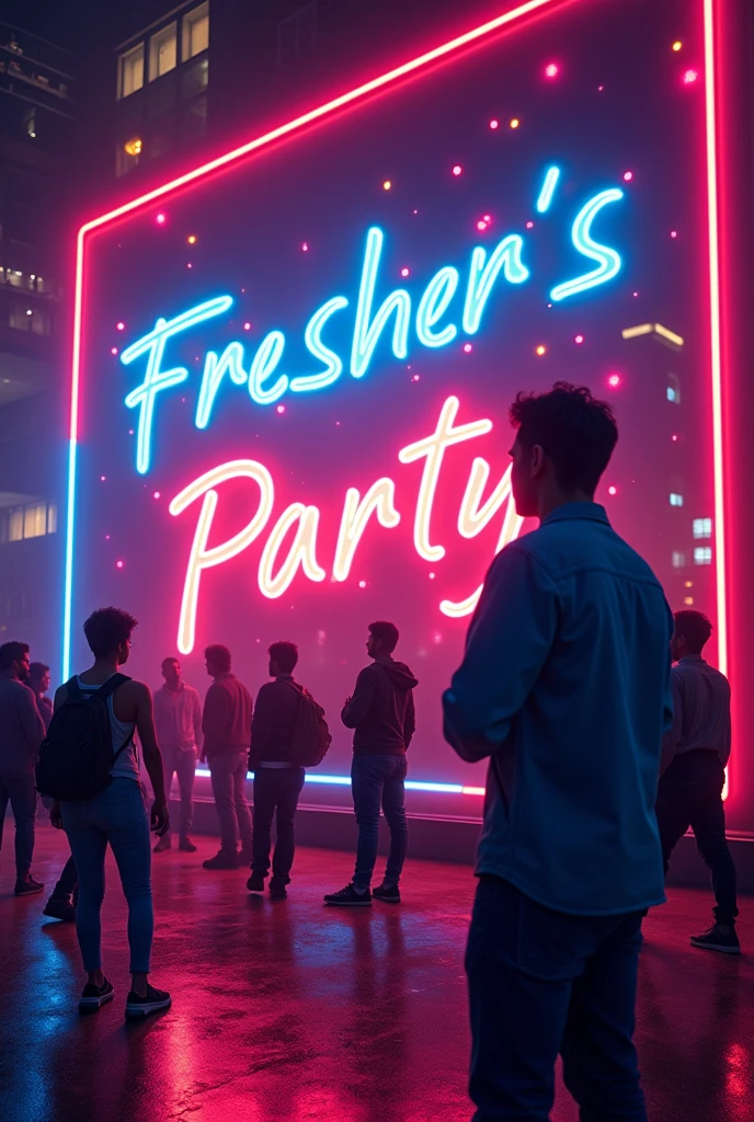An attractive Invitation for freshers parry with blank and link neon effects and a lot of creativity. The following things should be written:
Date : 31/08/2024
Welcome to Arka Jain University. We are thrilled to have you as part of our vibrant and dynamic student community. To kick off your journey with us and make your transition into university life memorable, we cordially invite you to the Fresher’s Party 2024!