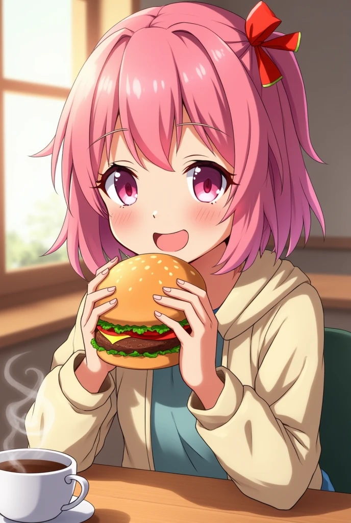 Marin Kitagawa eating hamburgers