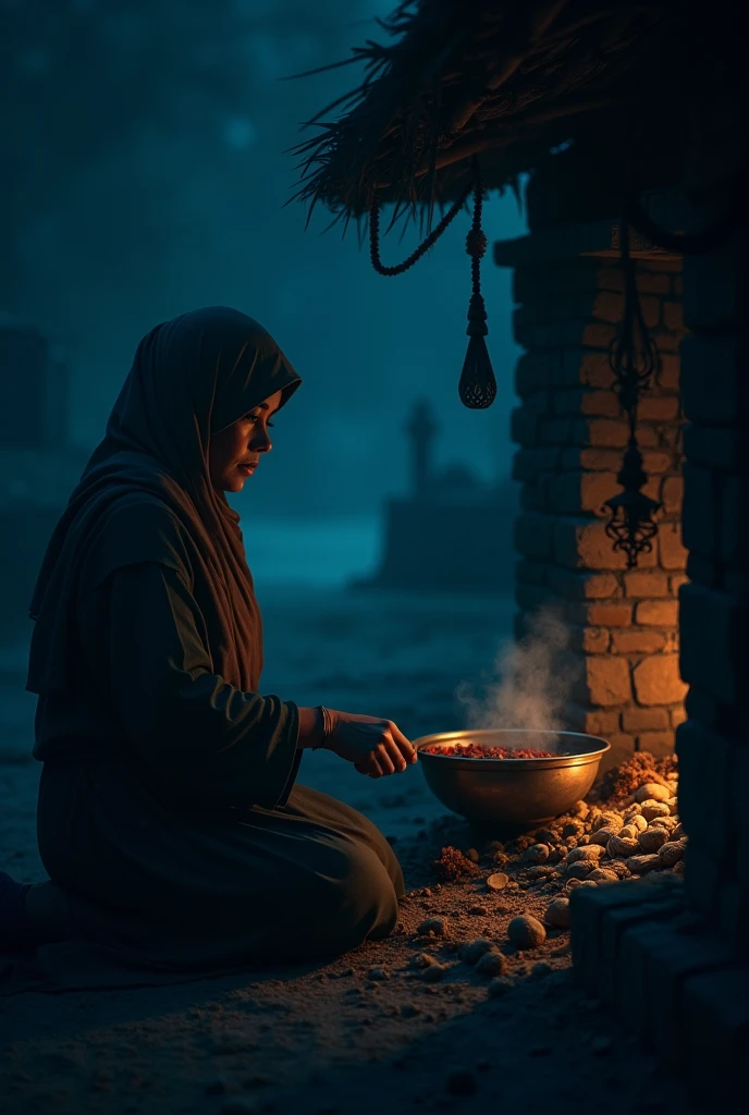 One night, in the month of Ramadan, it was 3-4 am, Isha was cooking food for Suhoor in her hut like a horror