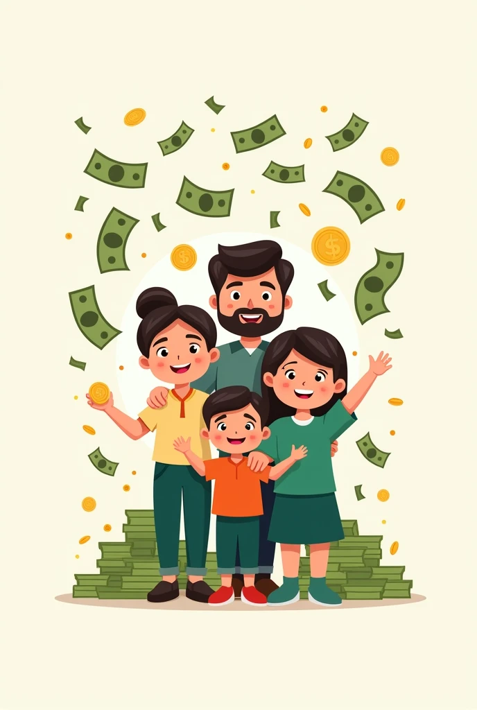 Logo that puts: cash family with money falling