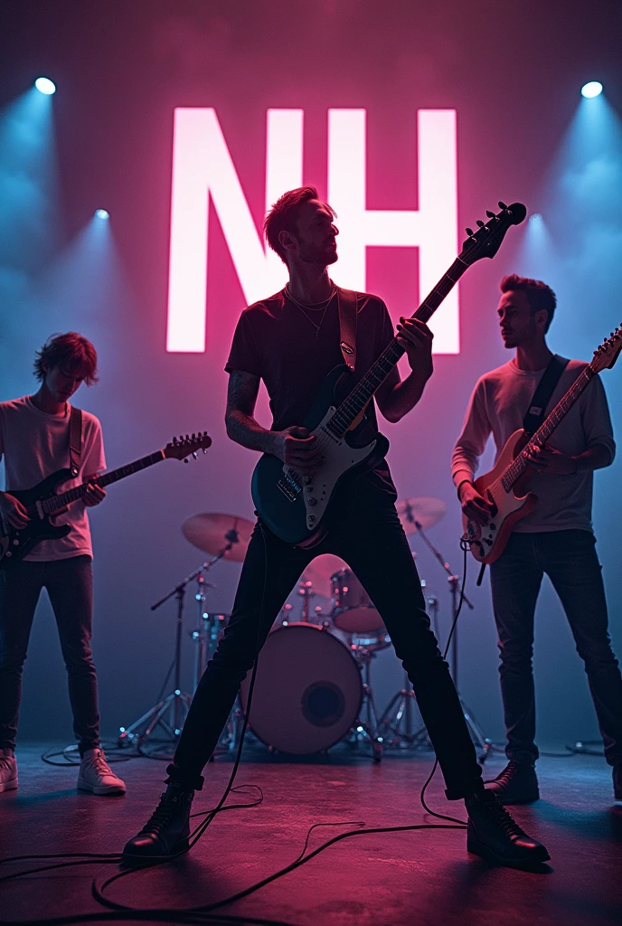 Generate an image of a band that has the initials NH in the middle