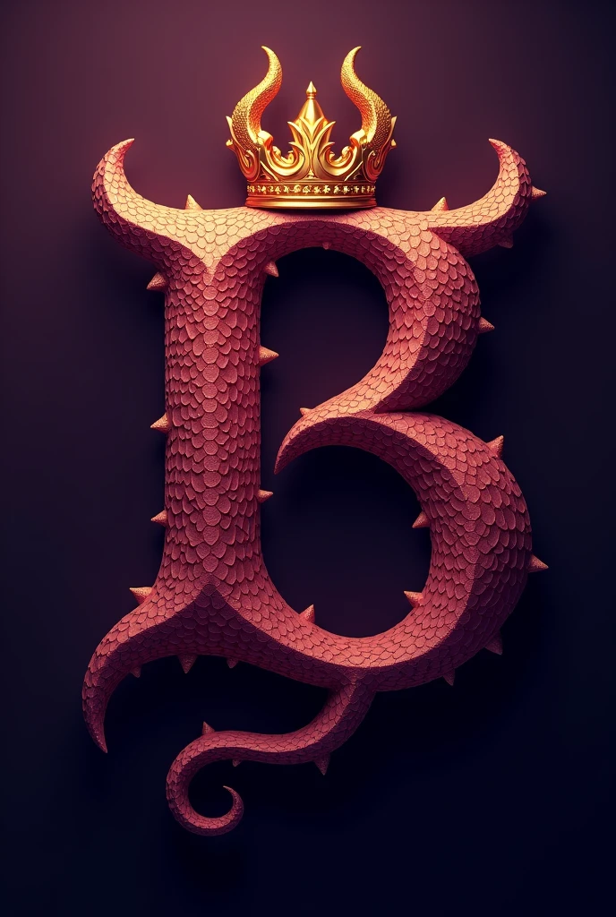 Create a logo with a purple B with a golden crown, and highlight the letter B with tifre skin details on it, put horn and devil's tail, the letter B has to be eye-catching and the center of the logo, do something that is empowering and eye-catching